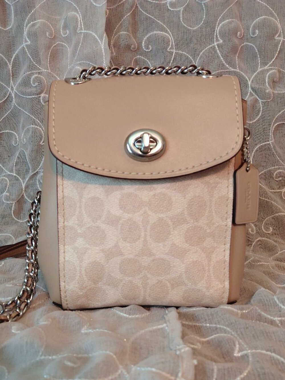 Coach 2019 Parker Signature Beige Convertible Mini Backpack